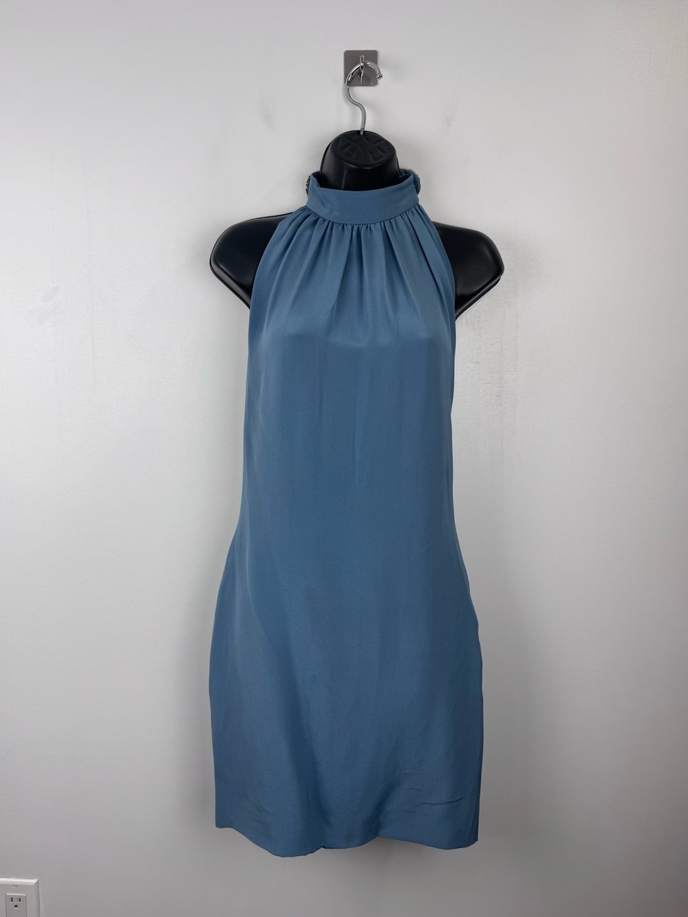 NWT Azzaro Paris Women Blue Lilybeth Rhinestone Halter Dress Size 36 FR (4 US)